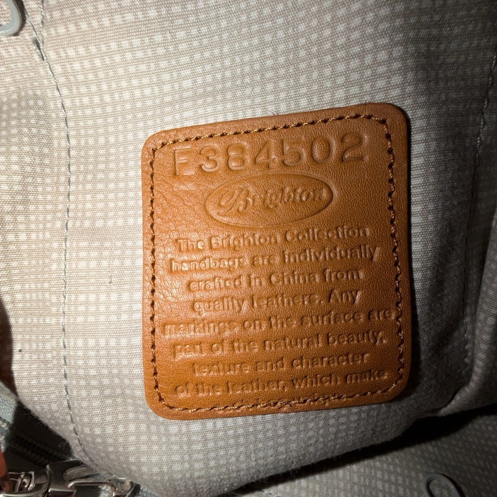 Brighton Brielle Blue White British Tan Leather Trim Coated Canvas - Picture 11 of 11